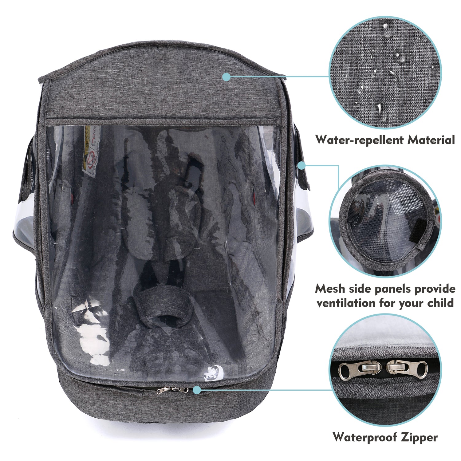 Miracle Baby Car Seat Rain Cover, Universal Infant Car Seat Weather Shield with Storage Bag,Waterproof Baby Car Seat Cover with Breathable Ventilation, Baby Travel Accessories