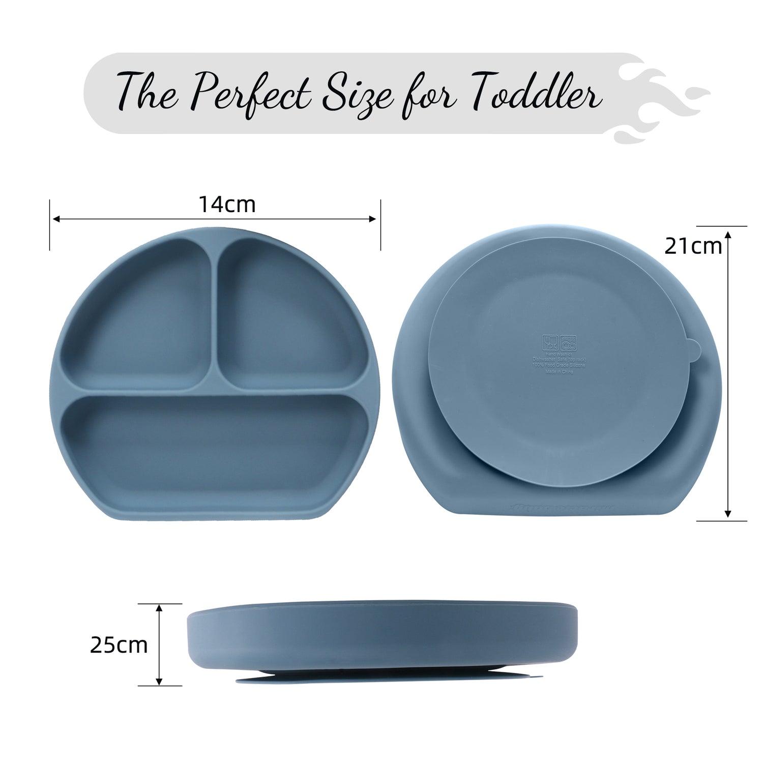 4 Pcs Baby Silicone Feeding Set - Bowl＆Divided Plate＆Adjustable Bib＆Soft Spoon-BPA Free Tableware Self Feeding Set-Easily Clean Infant Training Eating Utensils