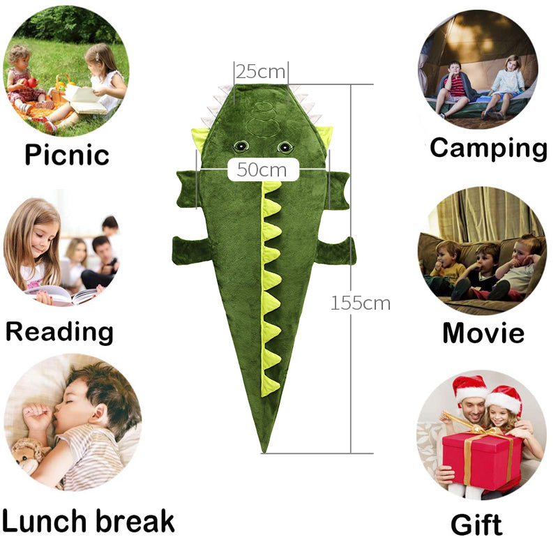 Crocodile Animal Tail Blanket, Soft Flannel Fleece Snuggle Blanket Sleeping Bag for Kids Teen Boys Girls