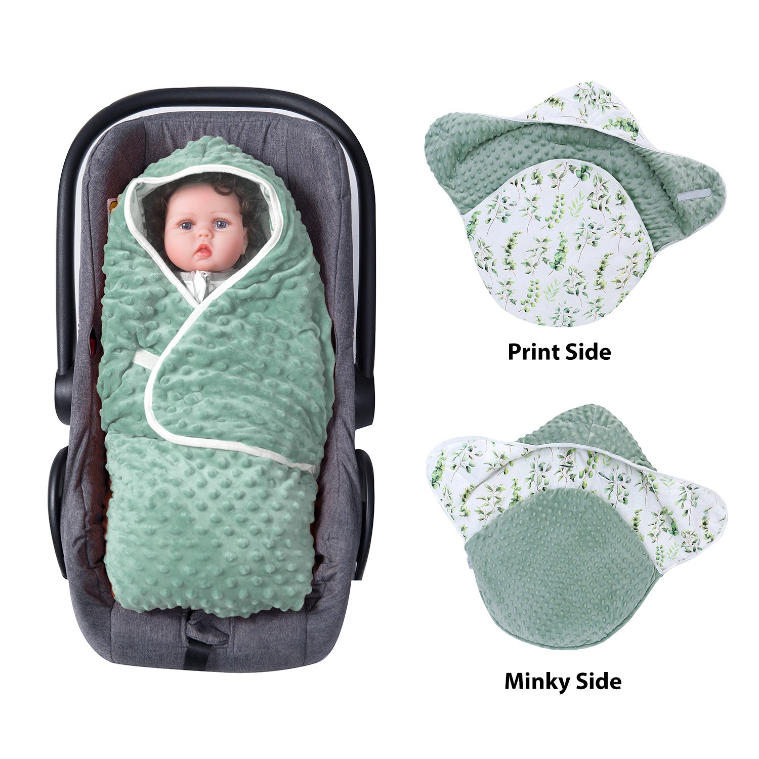 Miracle Baby Car Seat Covers, 100% Cotton Minky Baby Swaddle Blanket for Boys Girls Newborn Baby Swaddle Wrap Soft Thick Baby Swaddling Blanket for Baby Seat