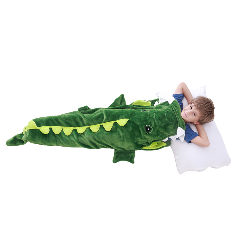 Crocodile Animal Tail Blanket, Soft Flannel Fleece Snuggle Blanket Sleeping Bag for Kids Teen Boys Girls