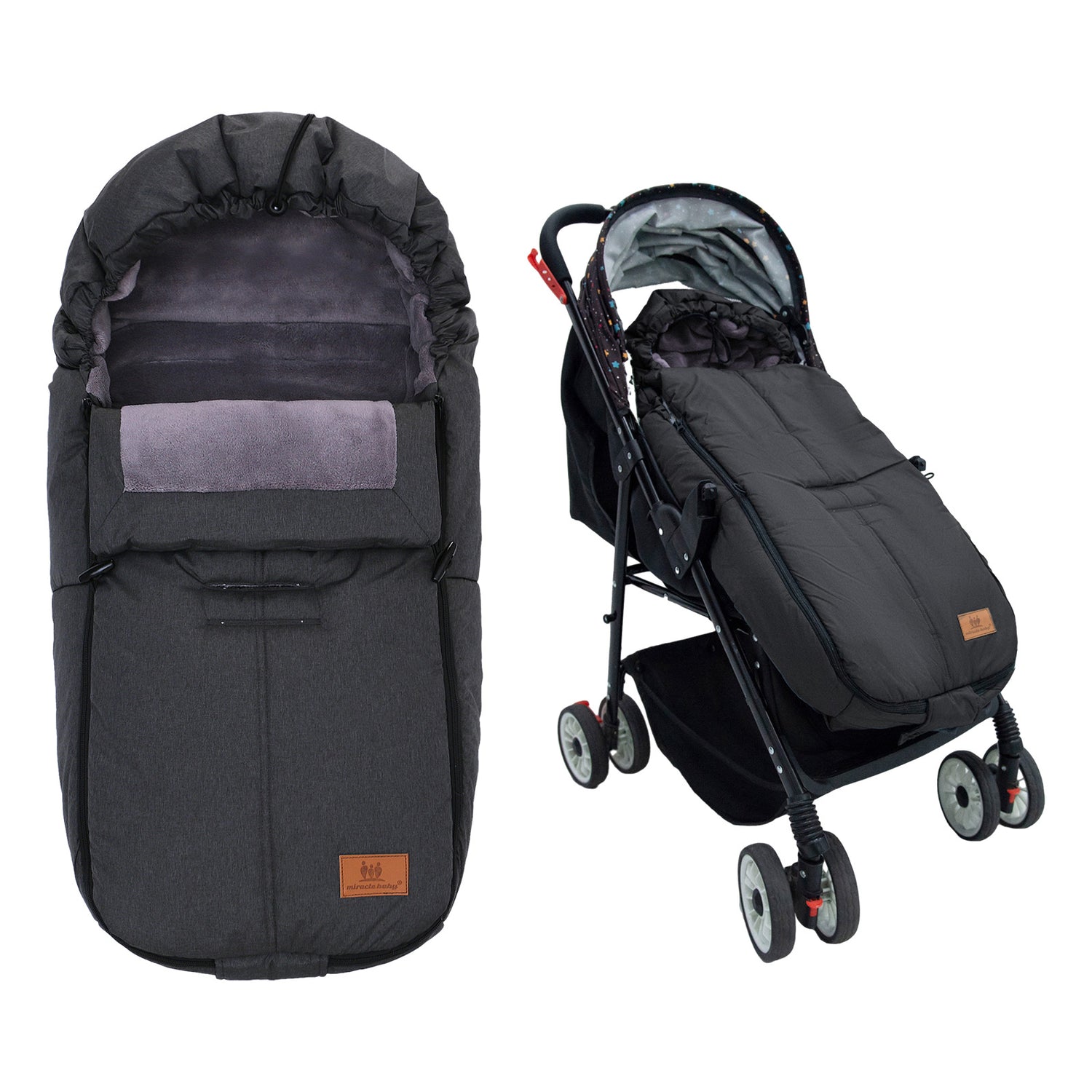 Warm Bunting Bag Universal, Waterproof Windproof Winter Fleece Lined for Toddler Anti-Slip Stroller Sleeping Bag Adjustable Hood with Drawstring Zipper & Button Blanket Footmuff for Boy & Girl