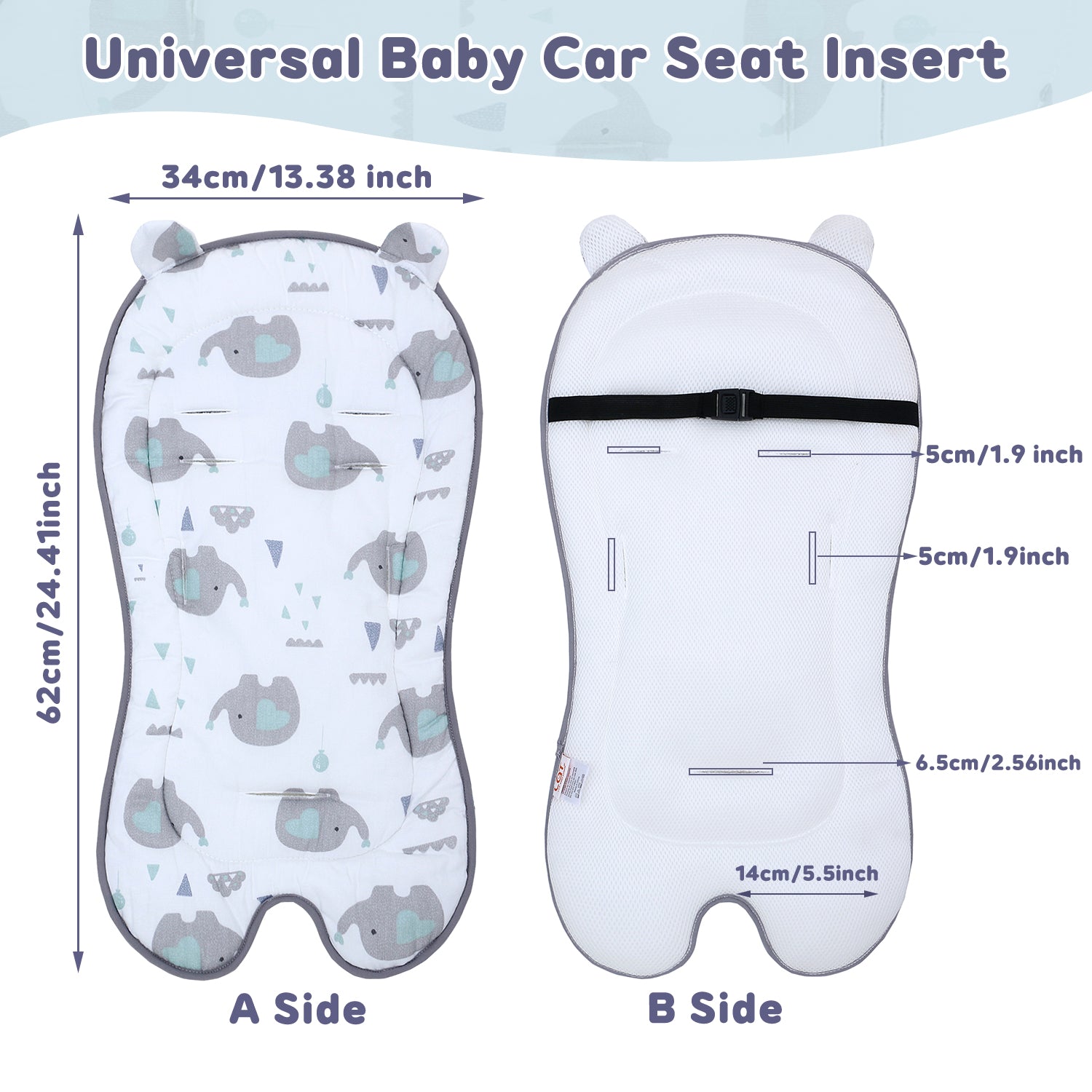Baby Carriage Cushion, Universal Breathable Car Seat Insert Cushion, 3D Air Mesh Baby Seat Pad Liner for CarSeat, Buggy, High Chair