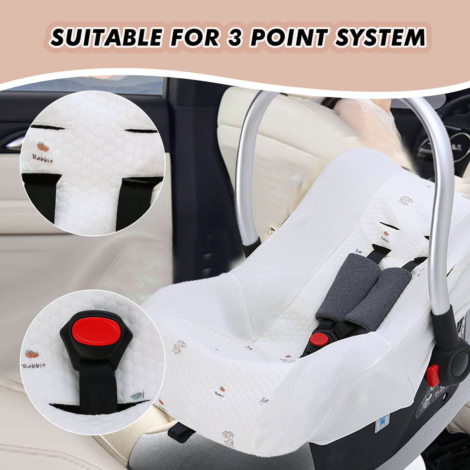 Miracle Baby Infant Car Seat Cover Liner, Universal Baby Car Seat Protective Cover, Cotton Newborn Car Seat Replacement Liner for 3 Point System