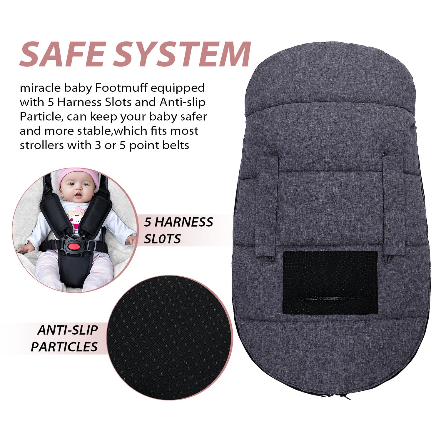 Miracle Baby Universal Footmuff for Prams, Winter Windproof Warm Pram Footmuffs, Baby Bunting Bags for Strollers, Pushchairs, Car Seat, Stroller Sleeping Bag