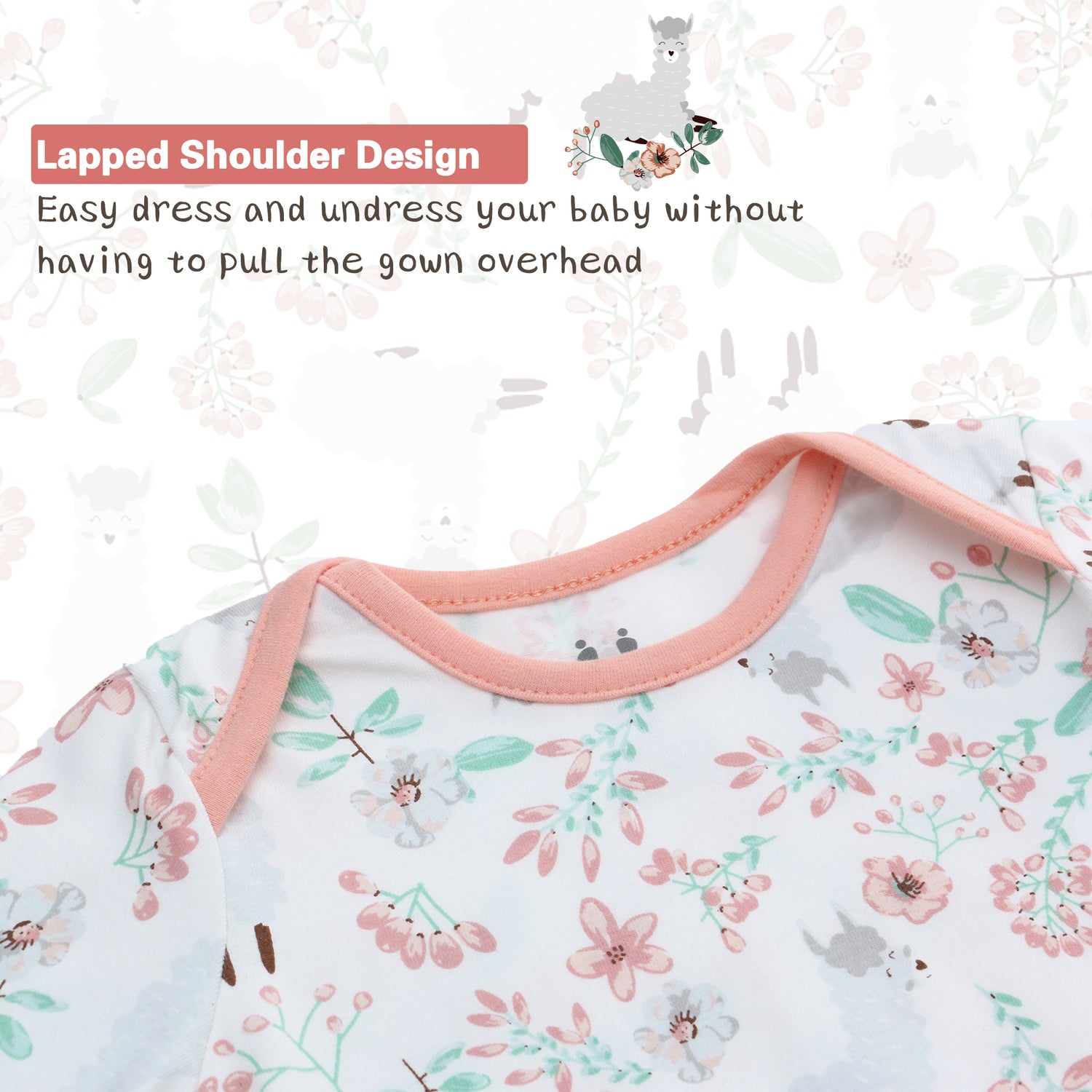 Newborn Knotted Nightgown Long Sleeve with Matching Hat Set 3 Pack, Baby Sleeper Gowns Unisex Home Outfits Set with Mitten Cuffs for Boys Girls