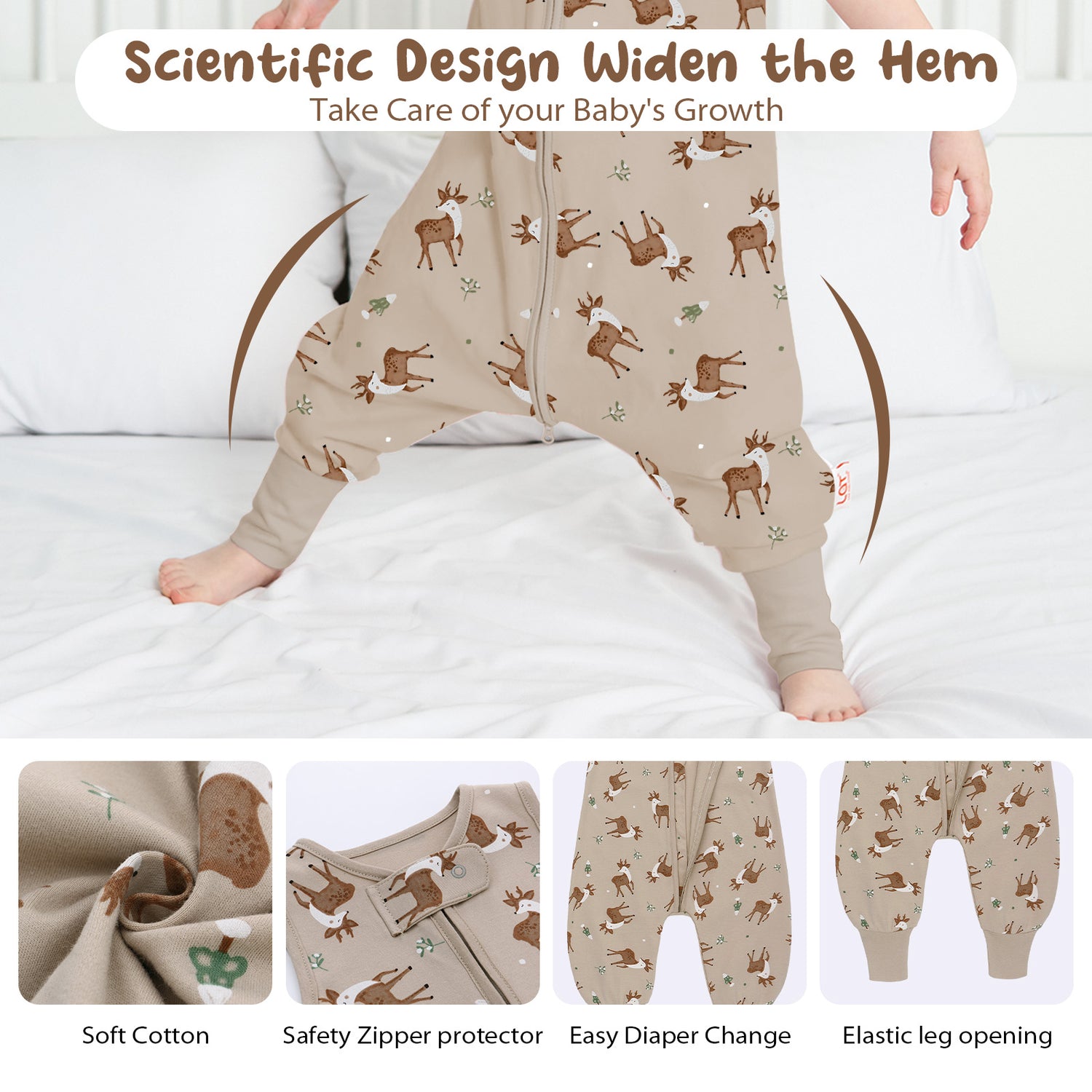 Miracle Baby Sleeping Sack with Feets TOG 0.5 100% Cotton Sleeveless Baby Wearable Blanket Baby Sleeping Bag