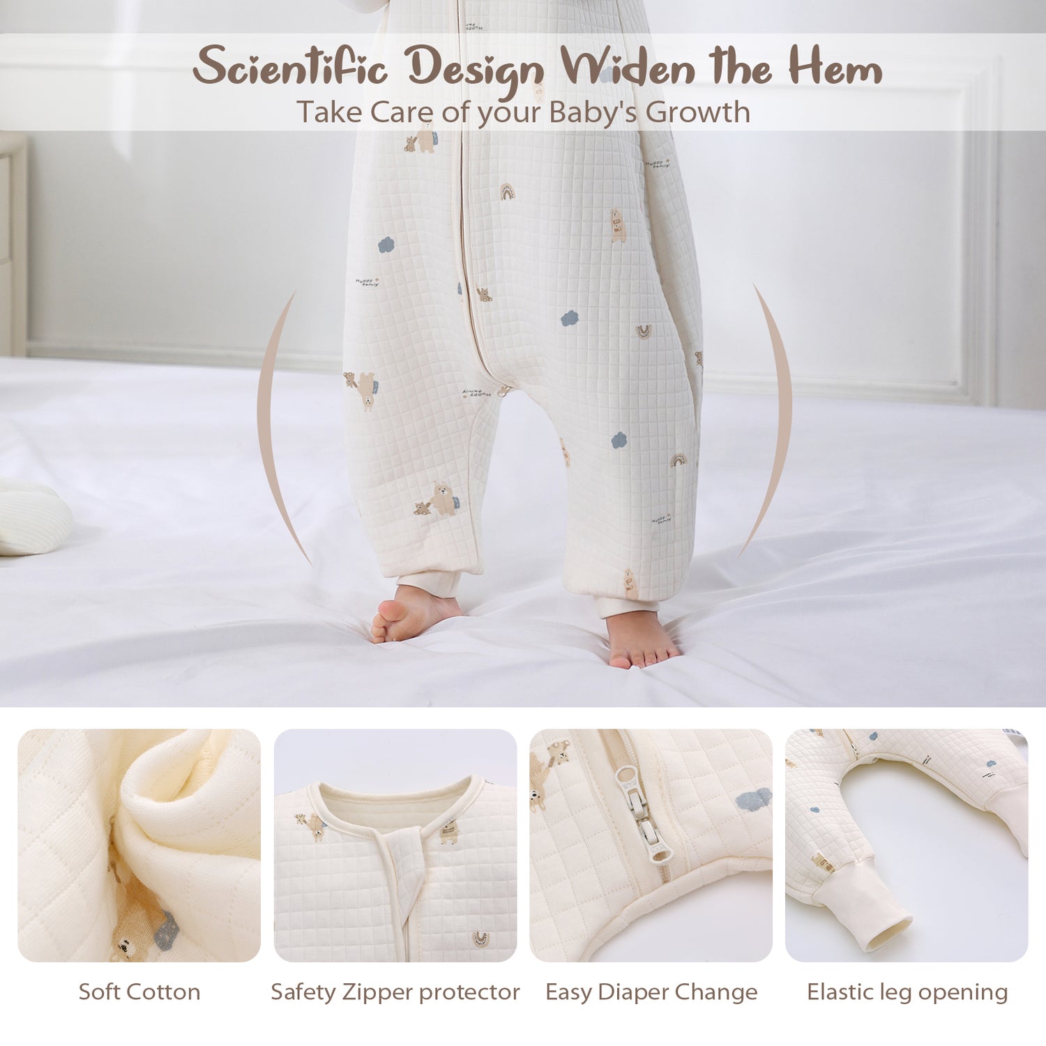 Toddler Sleep Sack with Feet 1.0 Tog Sleep Sack Toddler Sleeping Sack with Legs Baby Sleeping Bag for Early Walkers