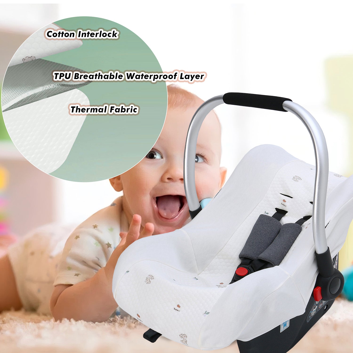 Miracle Baby Infant Car Seat Cover Liner, Universal Baby Car Seat Protective Cover, Cotton Newborn Car Seat Replacement Liner for 3 Point System