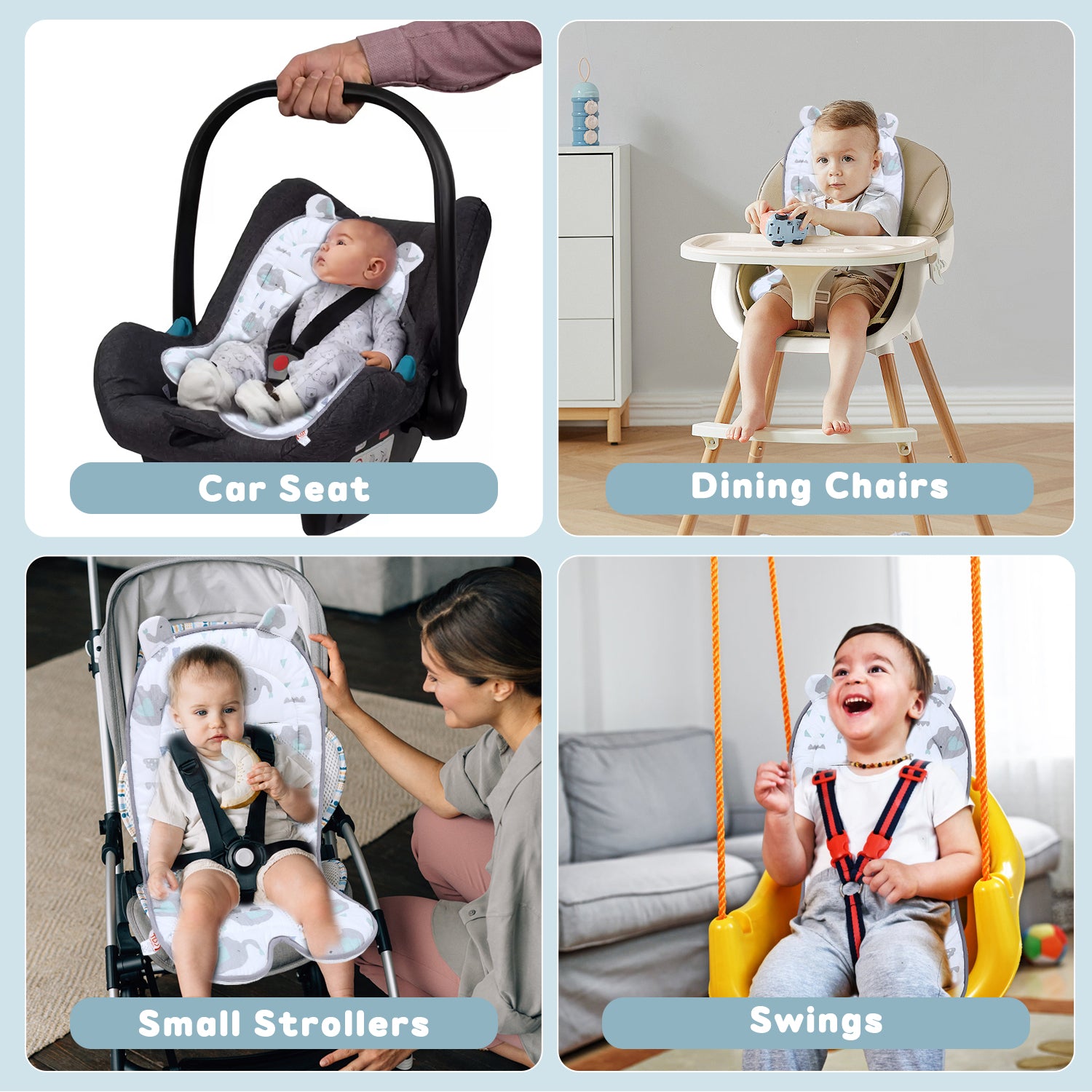 Baby Carriage Cushion, Universal Breathable Car Seat Insert Cushion, 3D Air Mesh Baby Seat Pad Liner for CarSeat, Buggy, High Chair