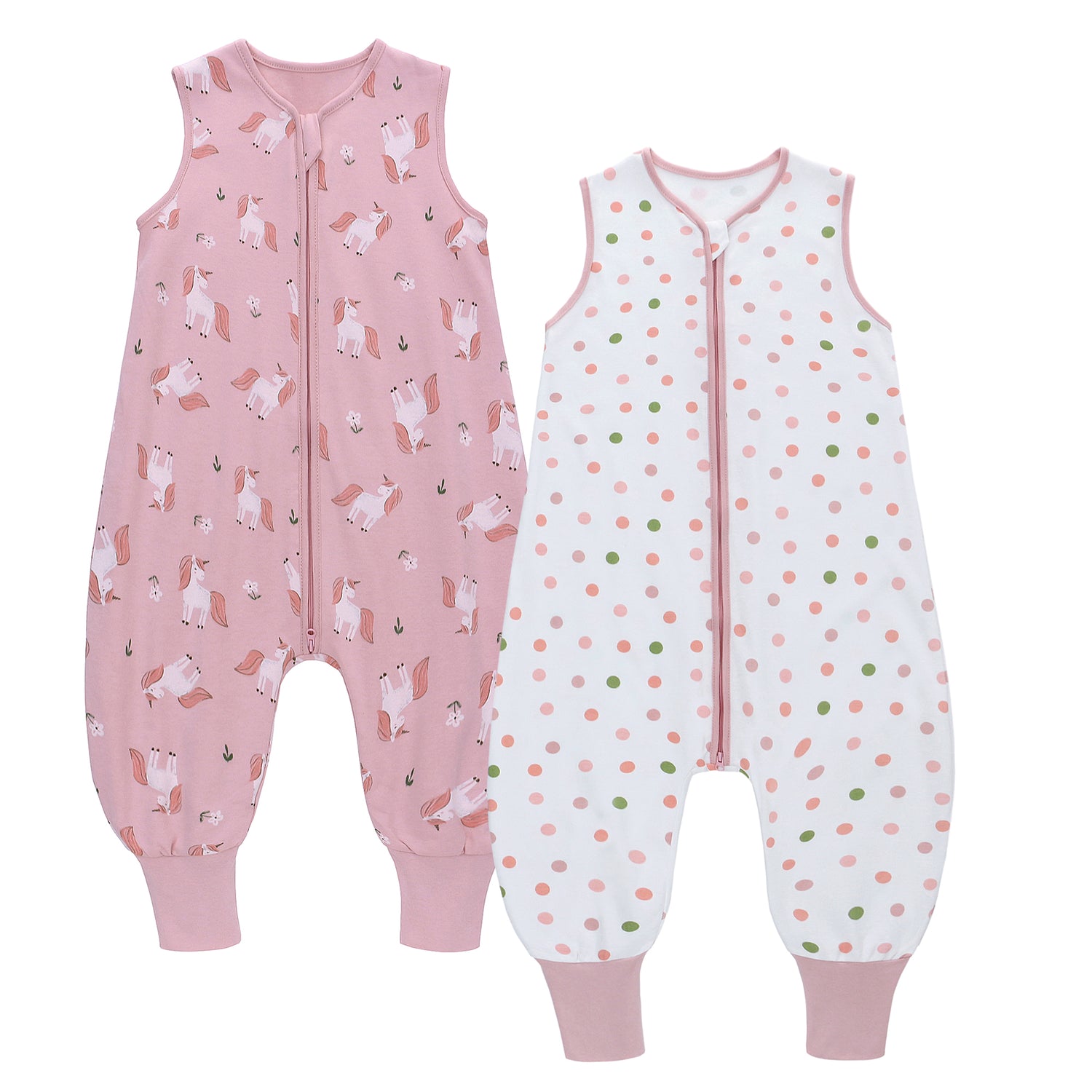 Toddler Sleep Sack with Feet TOG 0.5 Baby Wearable Blankets with Legs Sleeveless Baby Sleeping Bag for Boys Girls, 2 Pack