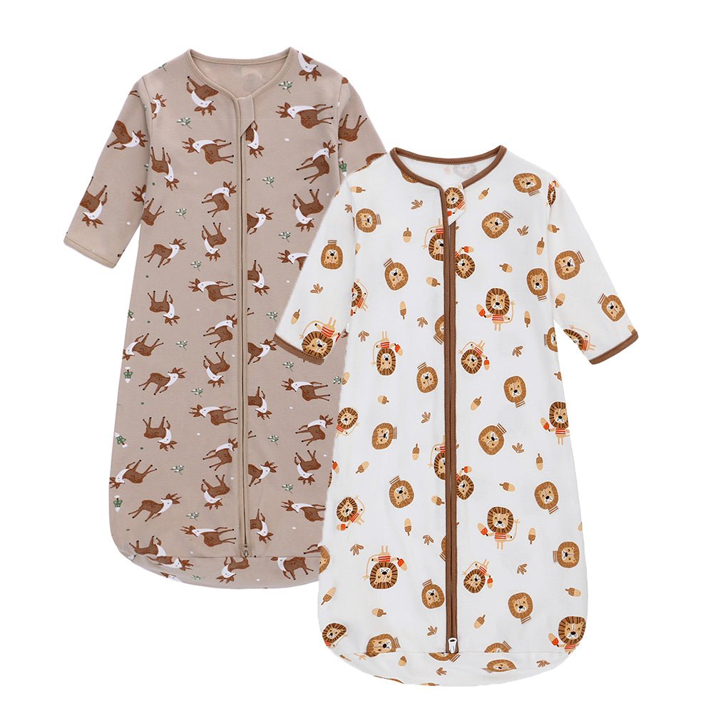 Soft Organic Cotton Baby Sleeping Bag - Wearable Blanket for Infants & Toddlers, Four Season Warm Sleep Sack with 2-Way Zipper, Easy Diaper Changing