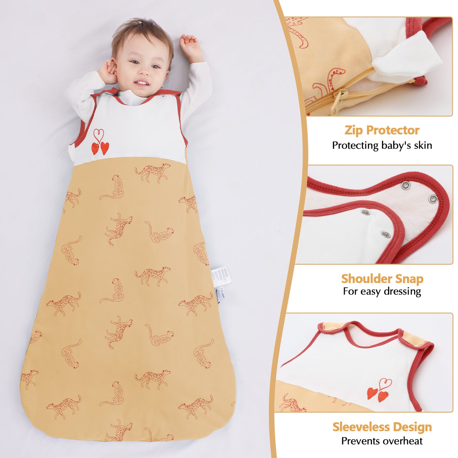 Miracle Baby Sleep Sack Winter, Baby Wearable Blanket with 2-Way Zipper,100% Cotton Sleeveless Sleeping Bag 2.5 Tog