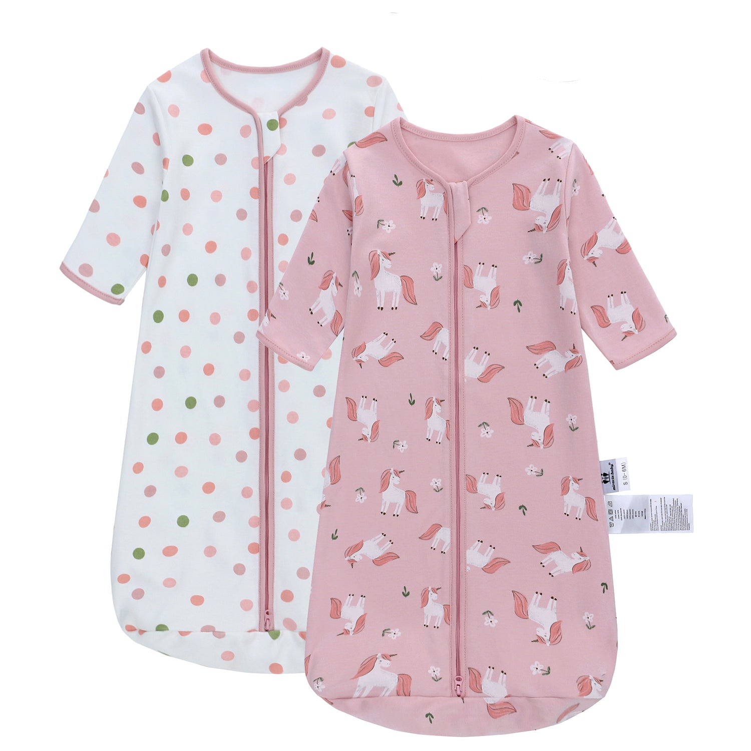 Soft Organic Cotton Baby Sleeping Bag - Wearable Blanket for Infants & Toddlers, Four Season Warm Sleep Sack with 2-Way Zipper, Easy Diaper Changing